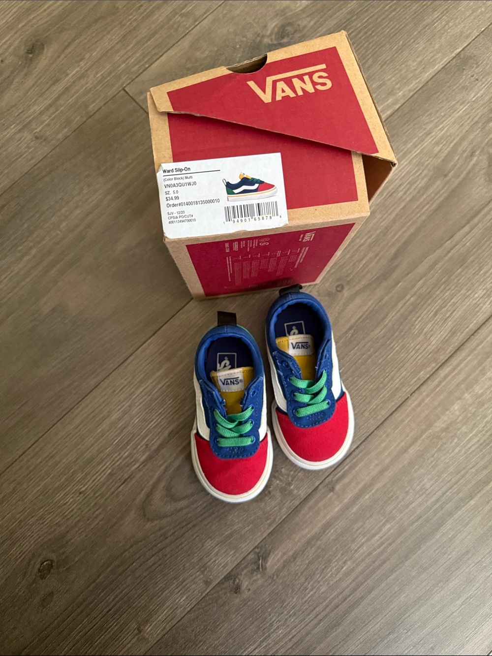 Vans Kids Colorblock Lace-Up Sneakers - Red, Blue & Green